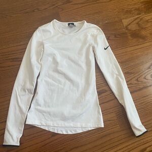 Nike Women’s White Long-Sleeve Crew with Black Swoosh